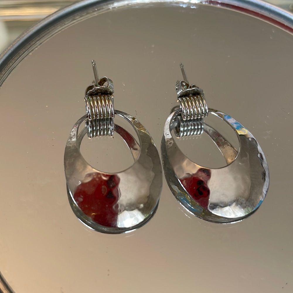 Carla Sterling silver open oval drop post earrings
